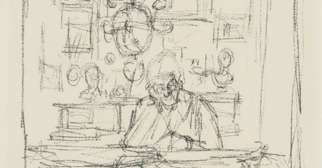 アルベルト・ジャコメッティ『花』リトグラフ【真作保証】 絵画 アルベルト・ジャコメッティー】版画/リトグラフ 「シャンデリア
