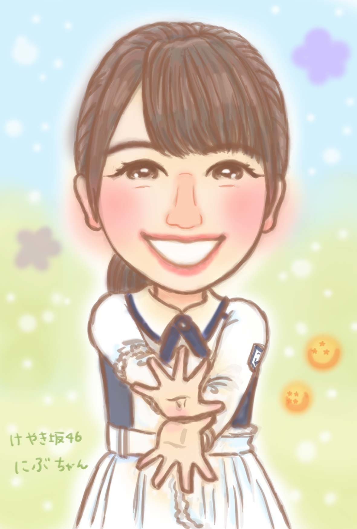 欅坂46(けやき坂46) - 日向坂46 丹生明里　直筆サイン　　自画似顔絵 欅坂46(けやき坂46) - 日向坂46 丹生明里 直筆サイン 自画似顔絵