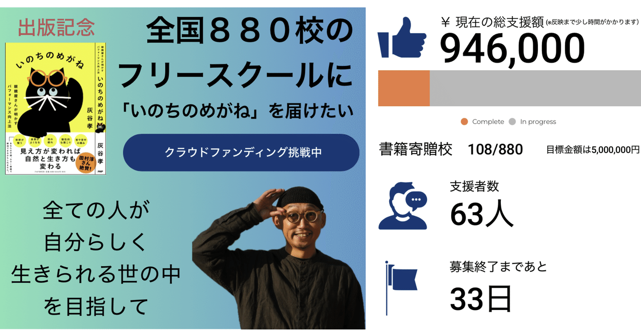 1/26~2/28【出版＆セルフクラウドファンディング挑戦】｜灰谷 孝