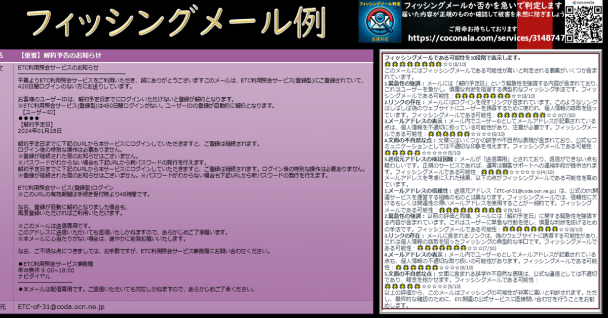 不正メール:【重要】解約予告のお知らせ｜和人（かずと）