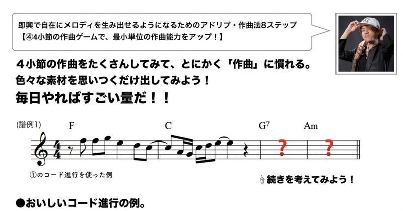 4小節作曲ゲームで 最小単位の作曲能力をアップ Yusuke Morita 森田悠介 プロベーシスト Note
