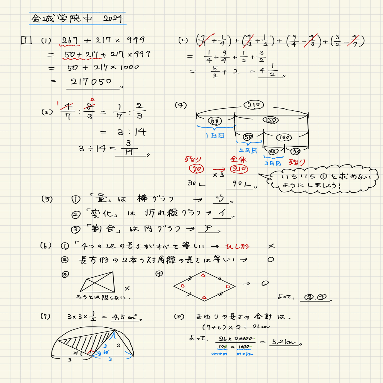 2024 金城学院中 算数｜うえたけ
