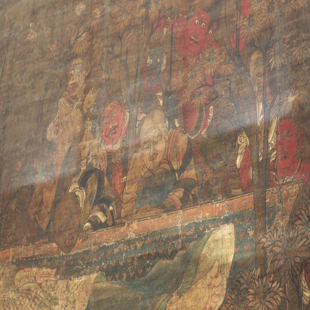 釈迦涅槃図 日近山日遍花押」明和七年 木版刷り 1枚|仏教美術 仏像 和