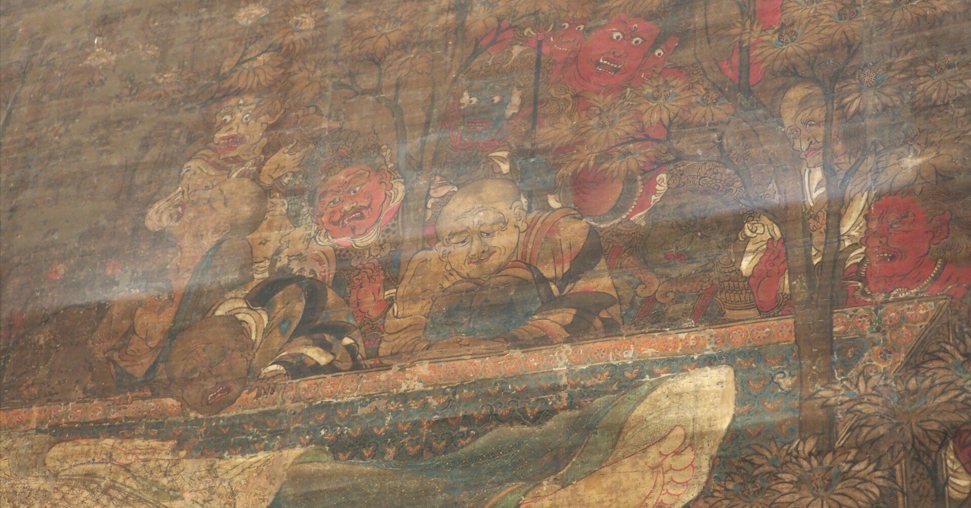 釈迦涅槃図 日近山日遍花押」明和七年 木版刷り 1枚|仏教美術 仏像 和 釈迦涅槃図 日近山日遍花押」明和七年 木版刷り 1枚|仏教美術 仏像 和