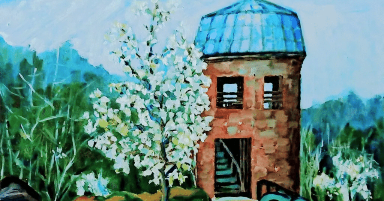 絵画「早春~ こぶしの咲くころ」水彩画 絵画「早春~ こぶしの咲くころ」水彩画