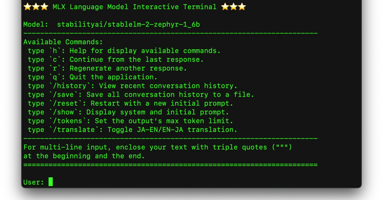 ⭐️⭐️⭐️ MLX Language Model Interactive Terminal ⭐️⭐️⭐️ さらにバージョンアップ ...