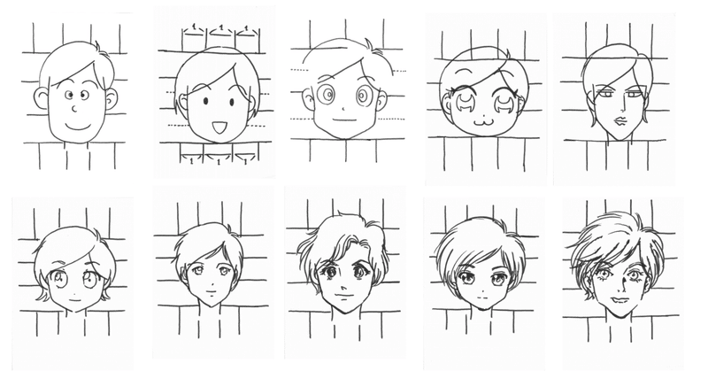 誇張した特徴画からマンガ アニメのキャラへのモーフィングは一般の方でも十分可能 誰でも似顔絵 手帳夏祭り ワークショップ 楽描人カエルン 絵を描くファシリテータ Note