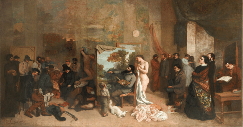 クールベ「画家のアトリエ」に描かれたボードレールとジャンヌ・デュヴァル