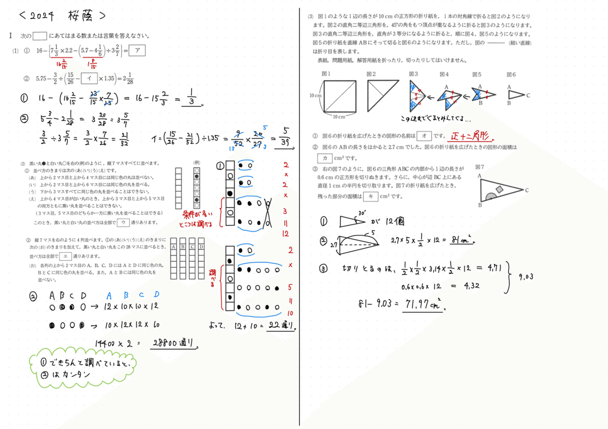 学校別サピックスオープン 桜蔭 2回分 2023年度 2024年桜蔭入試問題 2024 桜蔭中 算数|うえたけ