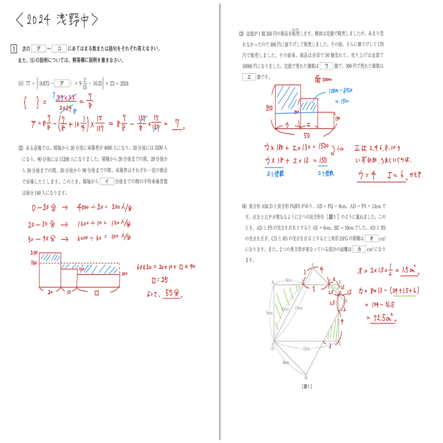 2024 浅野中 算数｜うえたけ