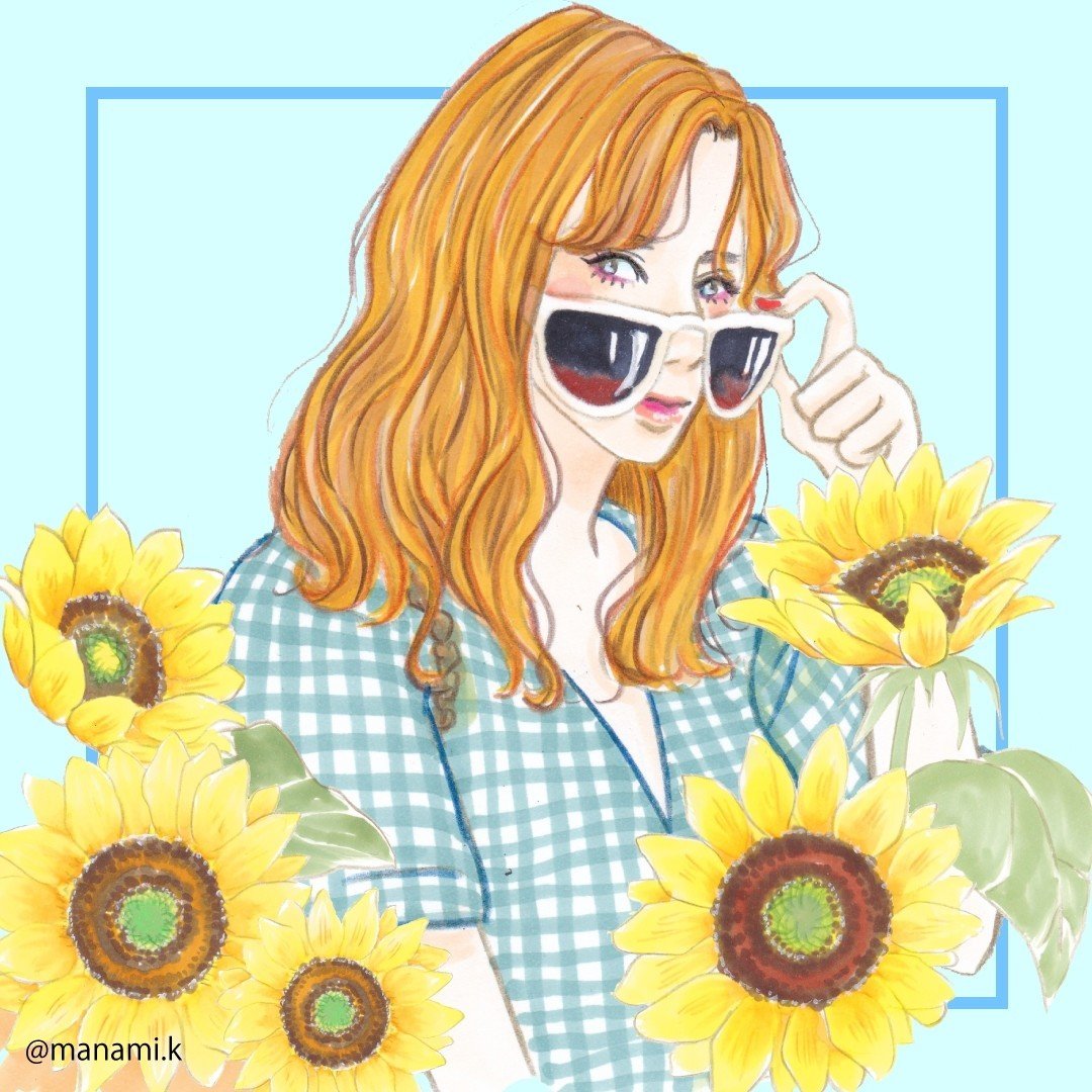 やっと来た夏 女性イラスト描きました Manami Koiso Note