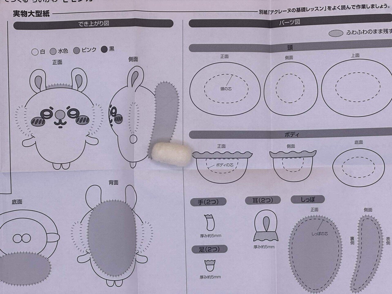 羊毛フェルトに挑戦！第10弾「ちいかわのモモンガ」その1 ～原材料のご