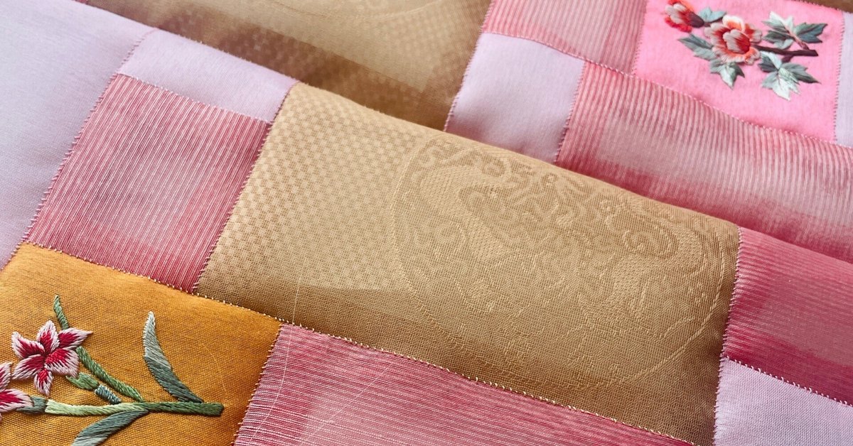 ポジャギ制作過程】春色シルク＆刺繍のポジャギ｜pojagi*sono