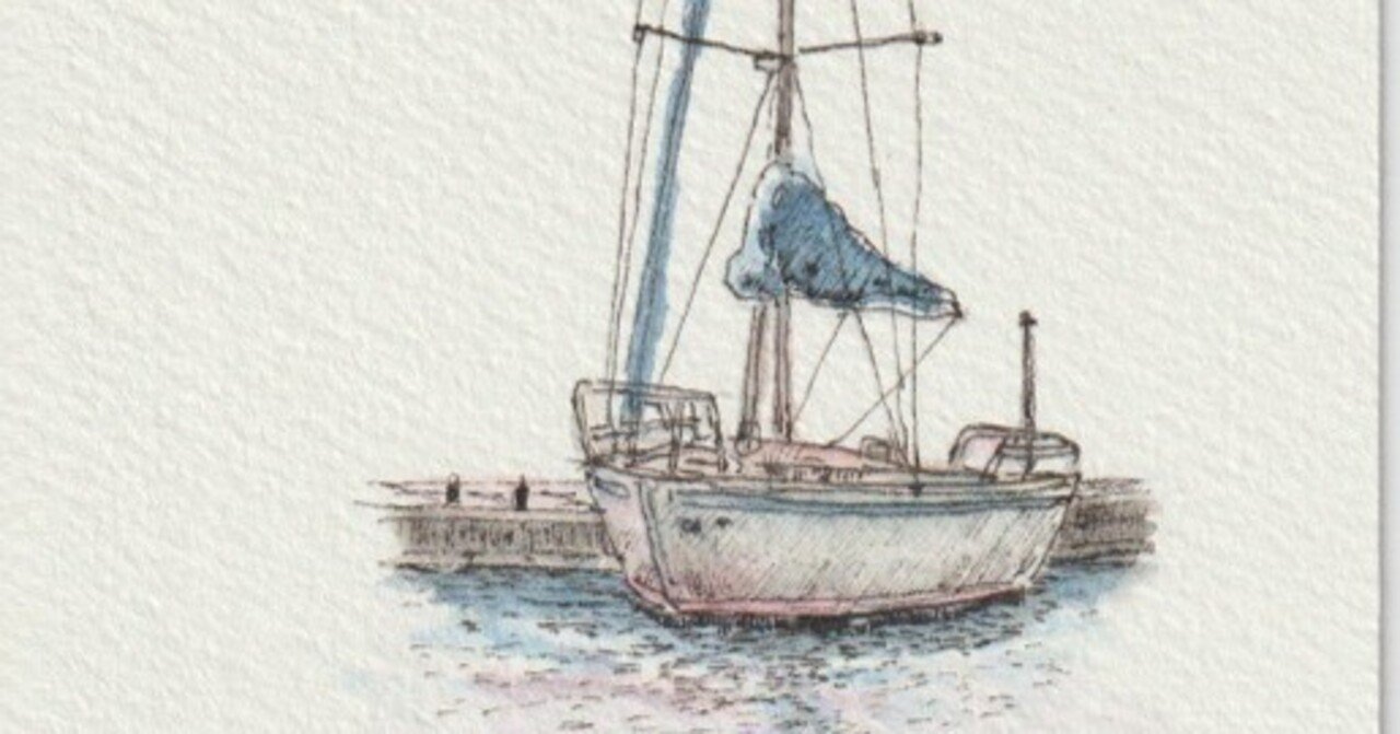 はがきスケッチ「ヨット」｜水彩スケッチ帖