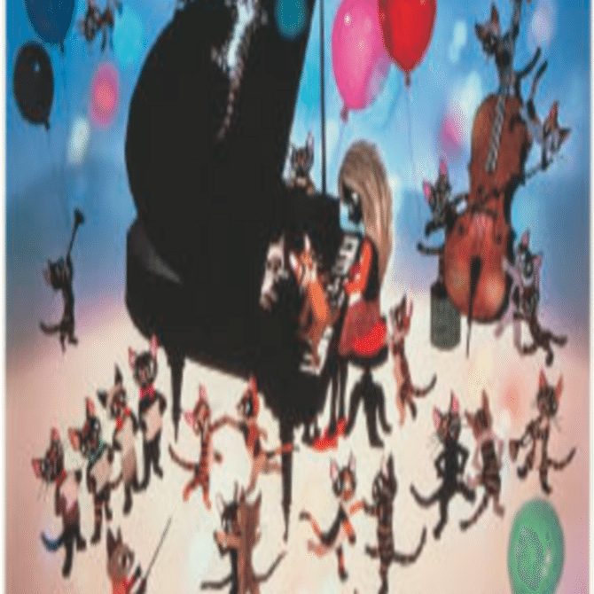 藤城清治】 版画 / シルクスクリーン 「猫と少女の音楽会」 査定 買取