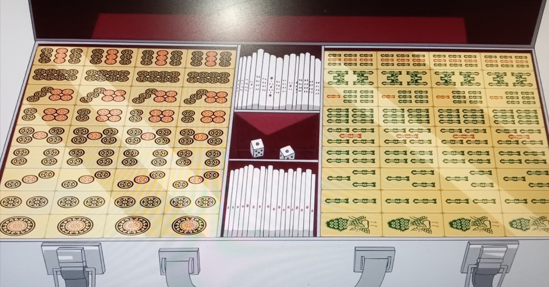 昭和の麻雀牌 総重量2.8kg (持ったときの感触、混ぜたときの独特の音が魅力) 昭和の麻雀牌 総重量2.8kg (持ったときの感触、混ぜたとき