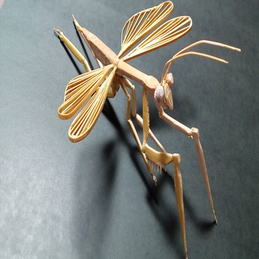 竹細工カマキリ制作完成｜静岡じいじの手作り