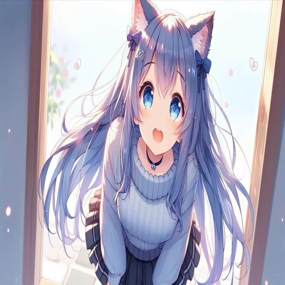 user_634ee081 空の境界 コースター 猫耳式空箱ならありました 青髪猫耳ちゃんの空を見ているイラスト｜kazunari_フォロバ100%