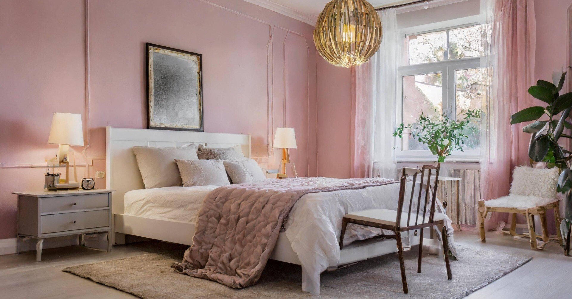 寝室にはピンクの壁紙/風水的にも恋愛成就｜前田畳店@盛岡