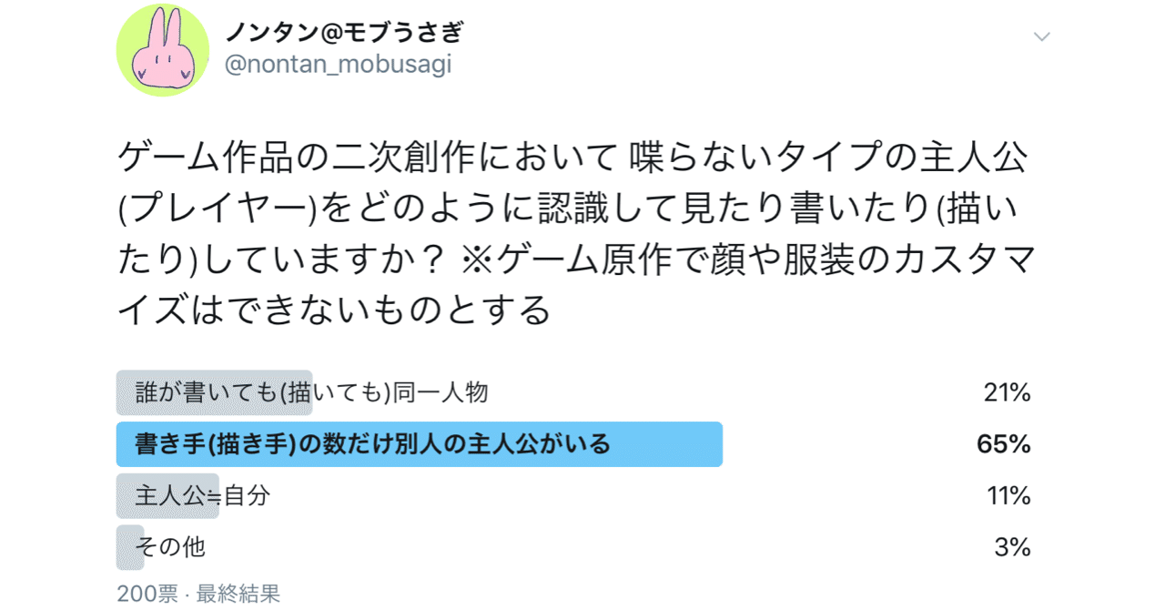 マシュマロに長文回答しちゃいます ゲームの主人公の解釈と竿役主人公について ノンタン モブうさぎ Note
