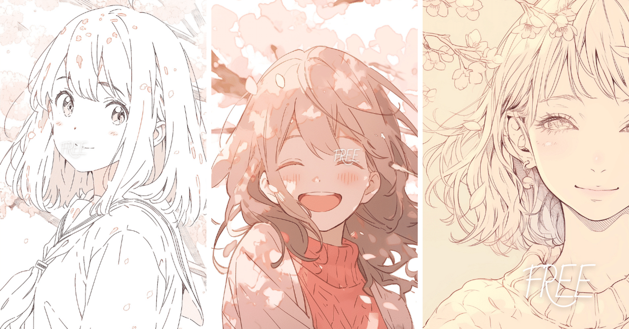 春が来た】「桜とかわいい女の子イラスト」フリー素材3枚セット｜SNSアイコン・プロフィール・季節のイメージ画像に｜OSHARE｜オシャレ画像素材, image size:1280x670