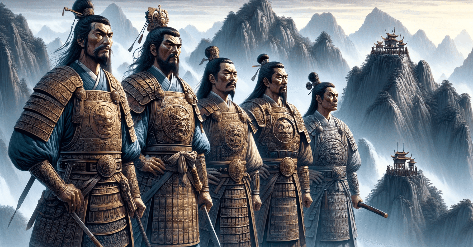 蜀漢五虎将軍(関羽、張飛、趙雲、馬超、黄忠)屏風飾り / 三国志