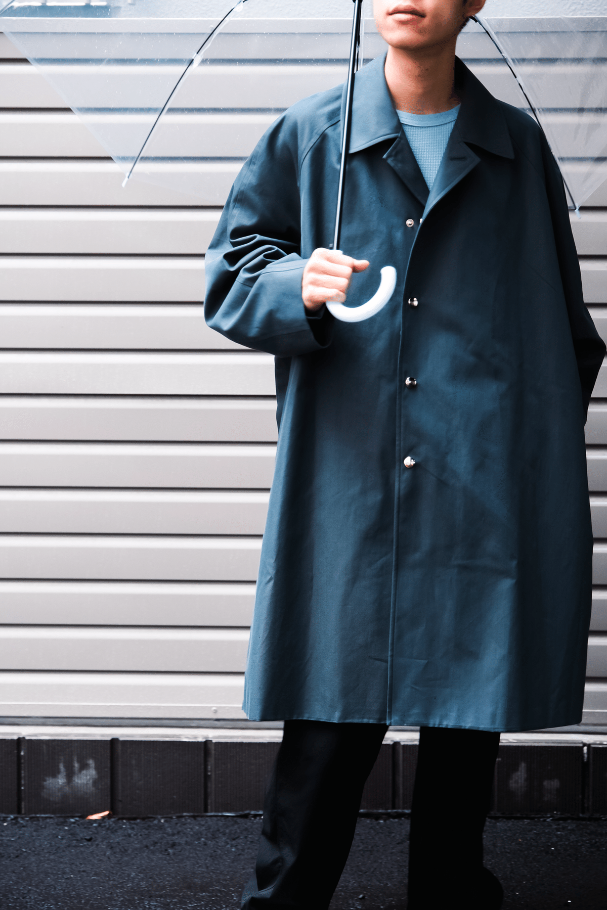 The CLASIK 23ss バルカラーポンチョ 新品タグ付】The CLASIK バルカラーポンチョ 23SS 46 ネイビー