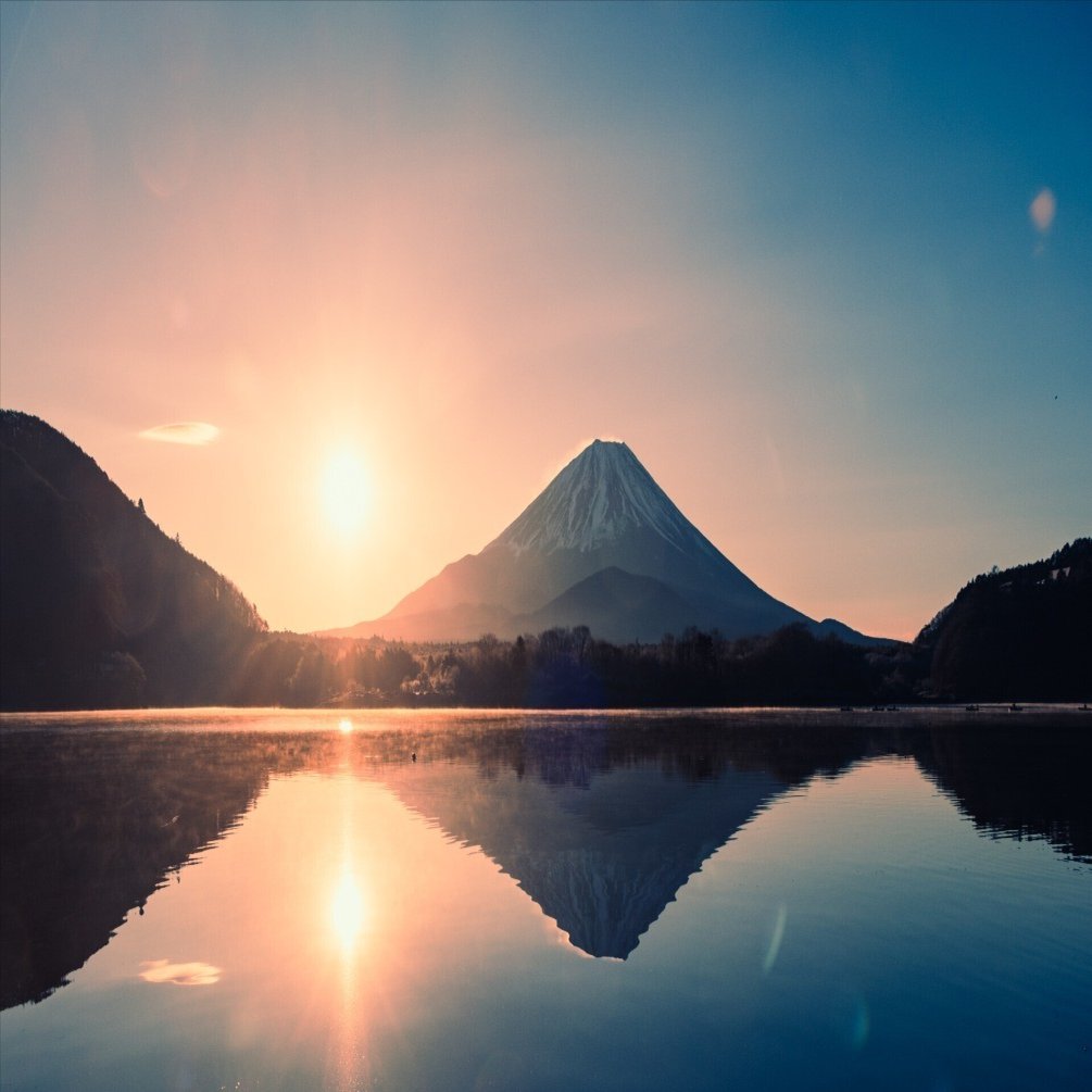 写真録】富士山と朝焼け＠精進湖にて｜Kodai Imamura
