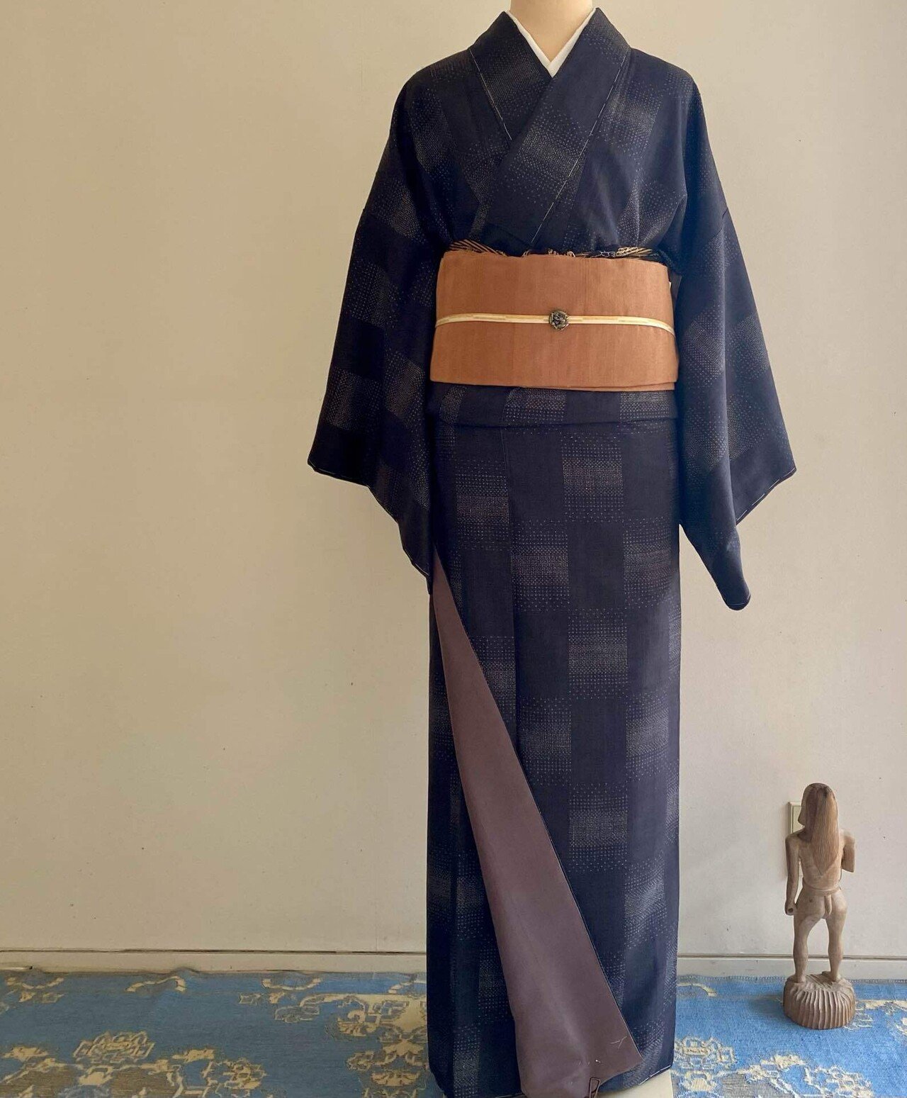 チャコールグレーの本場結城紬｜夢吉きもの