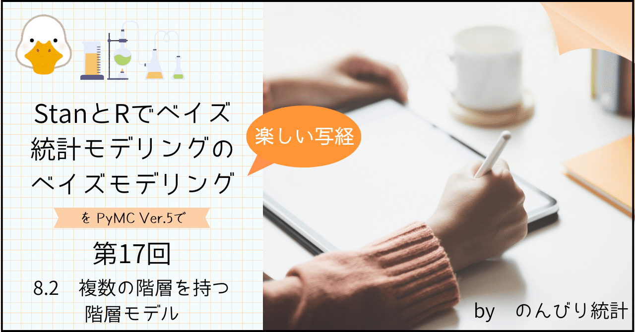 StanとRでベイズ統計モデリングをPyMC Ver.5で写経～第8章「8.2