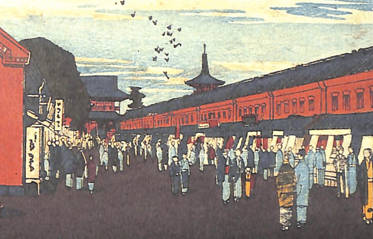 明治14年 井上安治 浮世絵 2枚セット 新橋ステーション 紙幣局 木版画