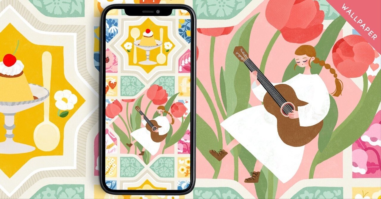 2024年3月カレンダー付おしゃれ壁紙：スマホ用｜あなんよーこ/イラストレーター, image size:1280x670