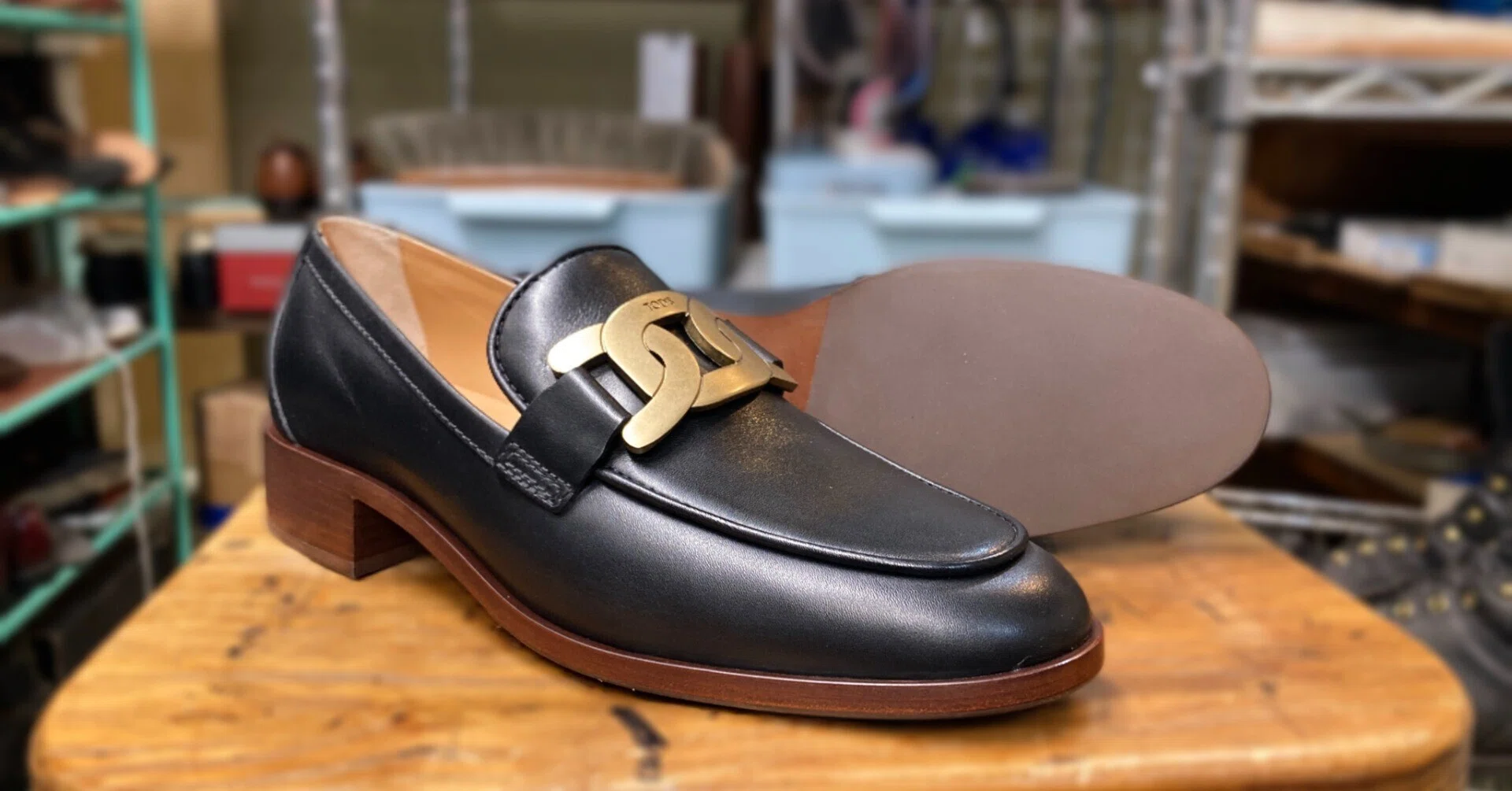 ハーフラバー補強】TOD'Sローファー レザーソールにハーフラバー補強