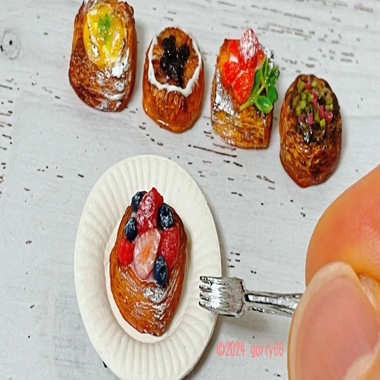 ミニチュア】ベリー類のデニッシュ作成🍴｜goriy66