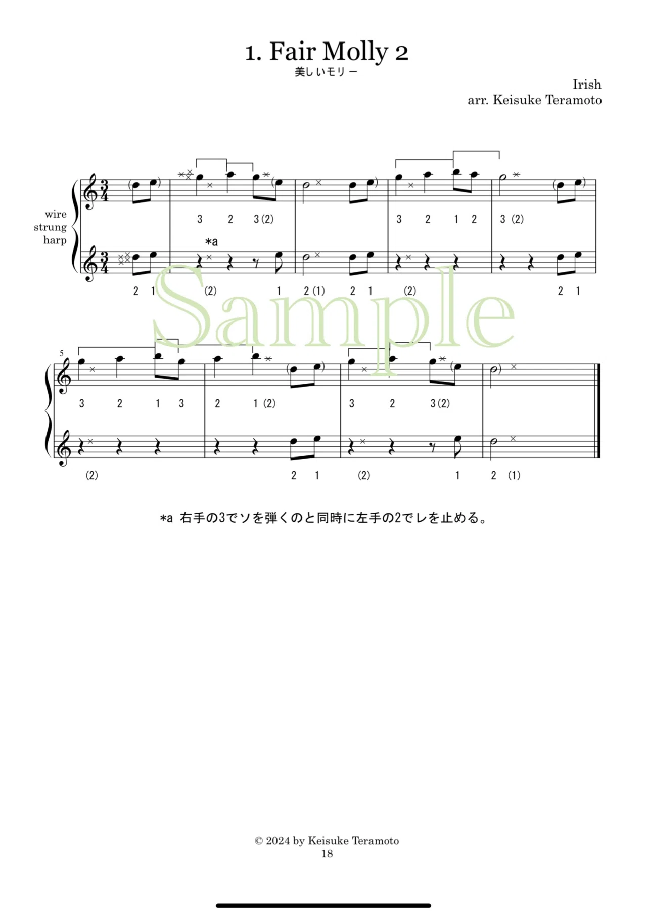 基礎からはじめる12弦金属弦ハープ 20の練習と24の曲集』寺本圭佑編著