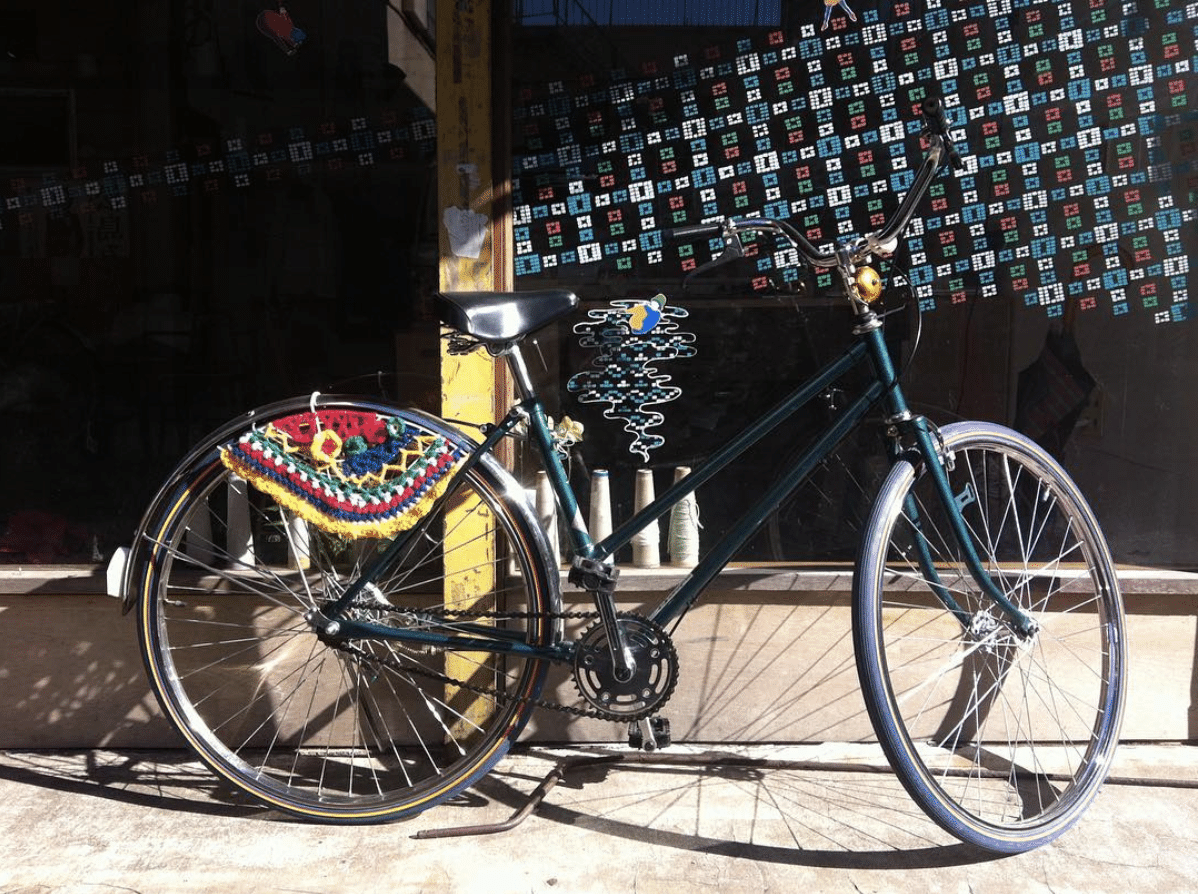自転車のドレスガードを編みました。｜seesaw (knitwear by Satoko 