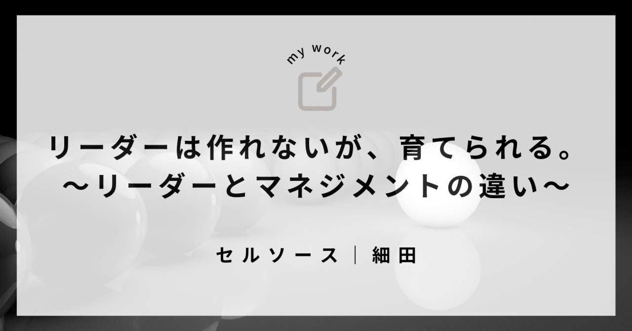 リーダーは作れないが、育てられる。～リーダーとマネジメントの違い