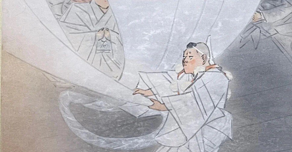 前田青邨が描いた東大寺・二月堂で行われている《お水取》…@東京国立