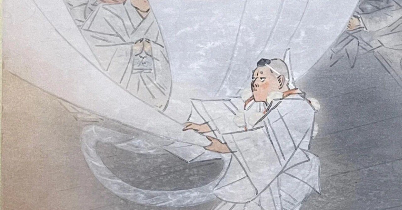 前田青邨が描いた東大寺・二月堂で行われている《お水取》…@東京国立