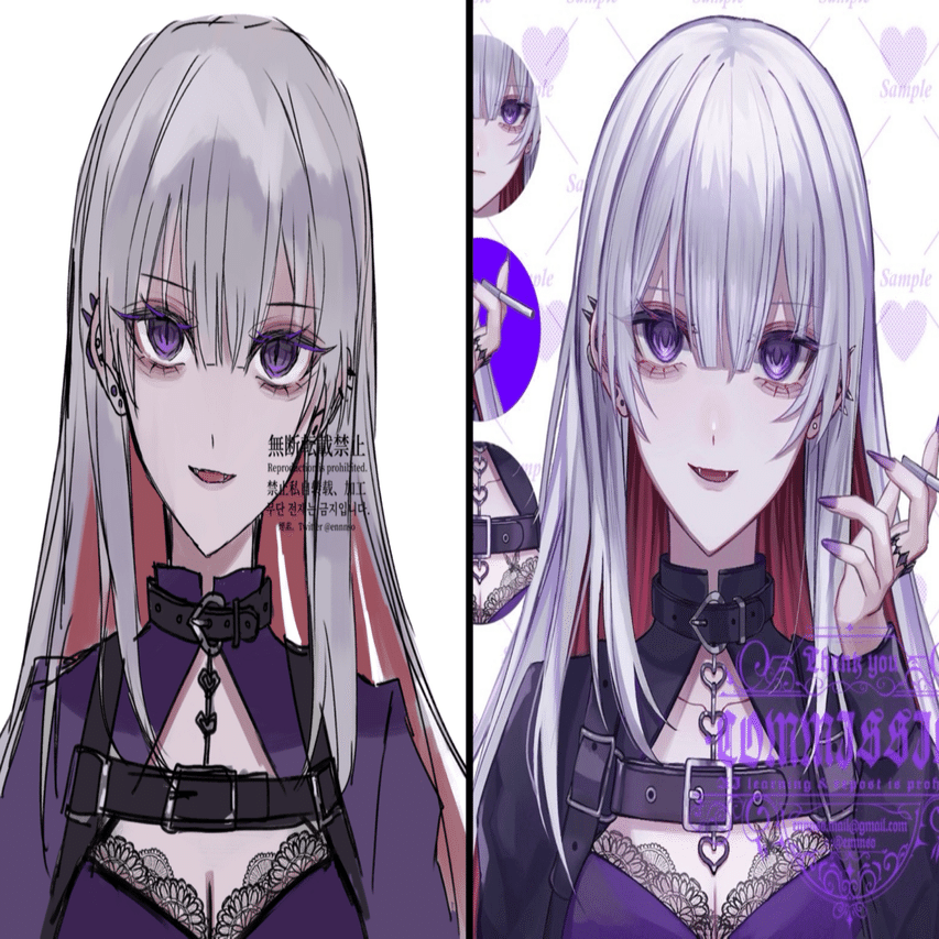 お仕事絵のラフ画公開！と色選びのお話🌱｜煙素。