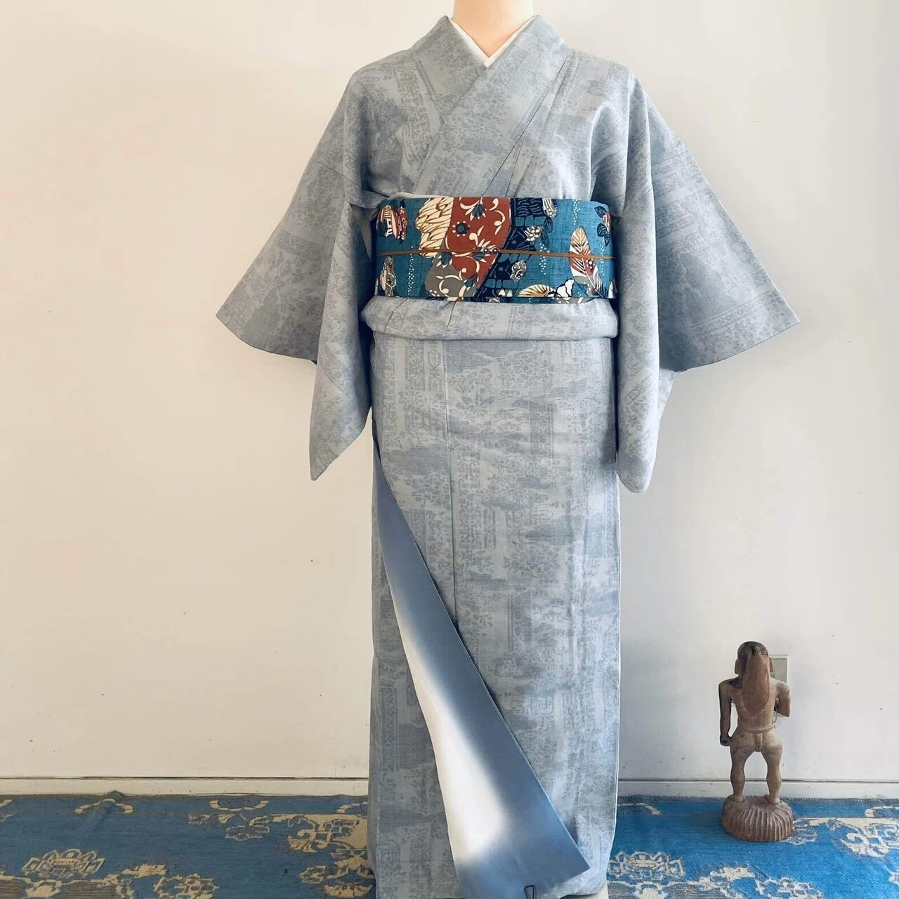 160亀甲総柄結城紬着物｜夢吉きもの