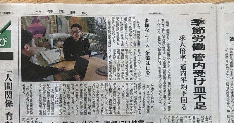北海道新聞で紹介してもらいました！新規就農者的フユコミットのススメ
