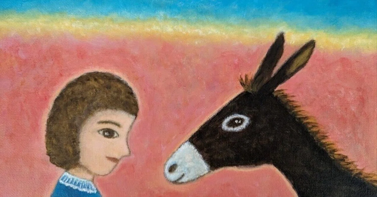 アート作品 『 burro 』　原画　現代アート　ロバ 少年とロバの絵｜夕空菜月