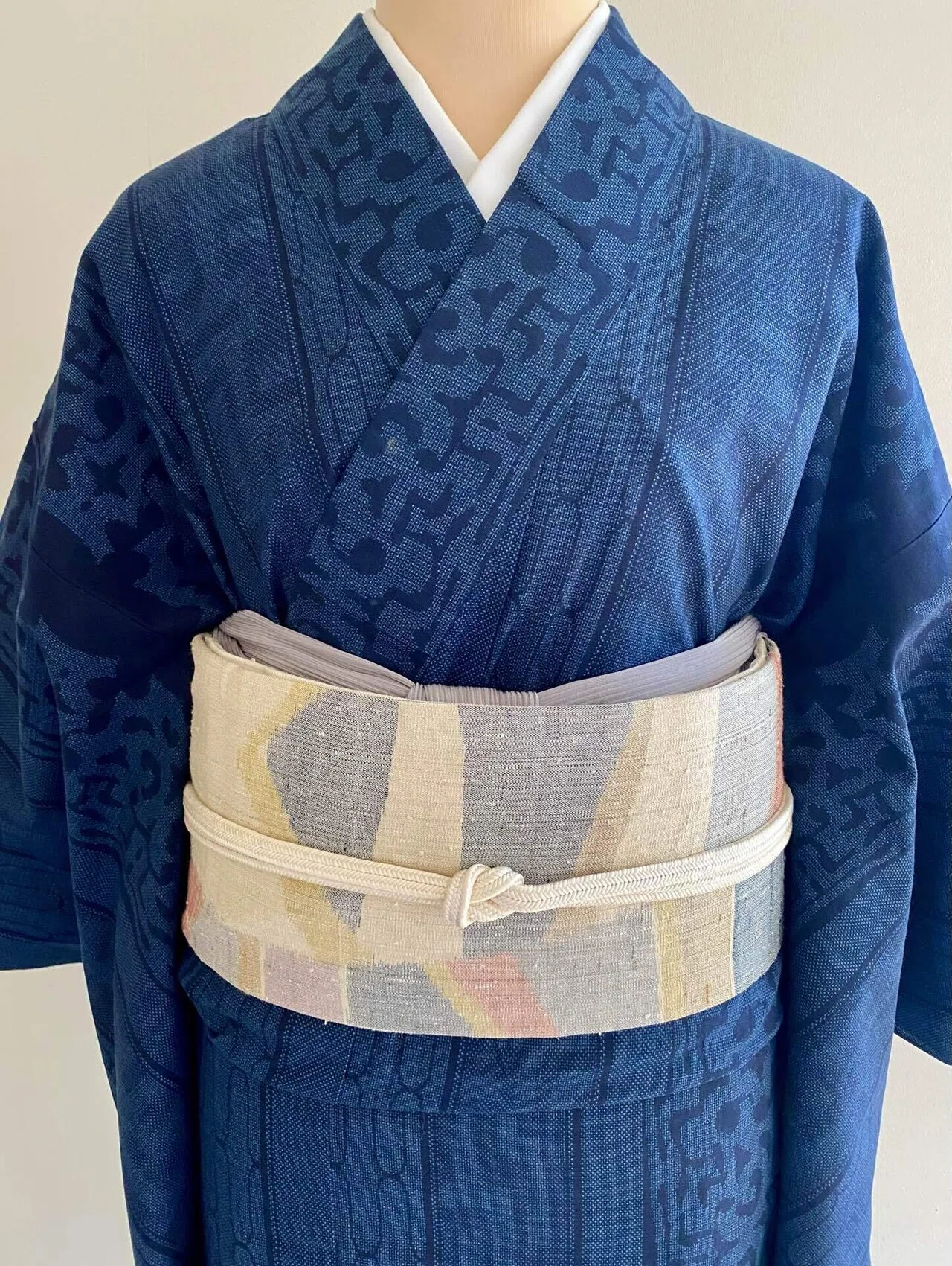 綿薩摩アイヌ柄単衣着物｜夢吉きもの