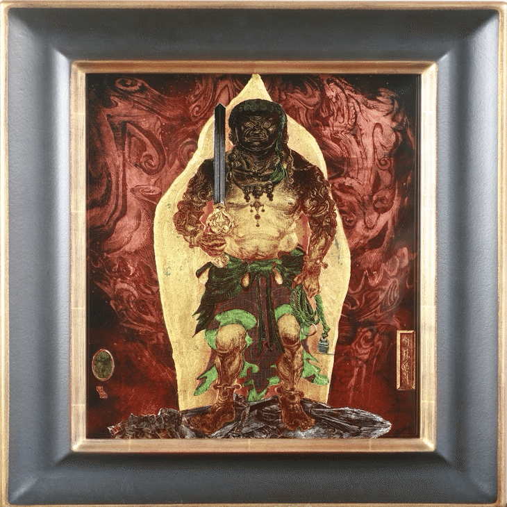 絵画　詳細不明 多層ガラス絵の不動明王完成。｜齋藤悠紀