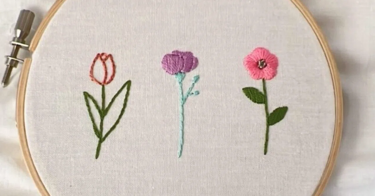 【無料図案】お花の刺繍 やり方｜sakukit