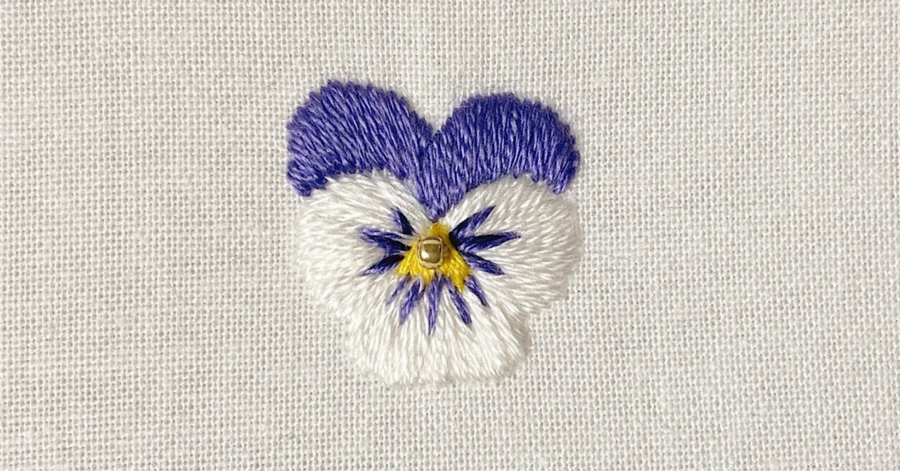 無料図案】パンジーのワンポイント刺繍｜sakukit