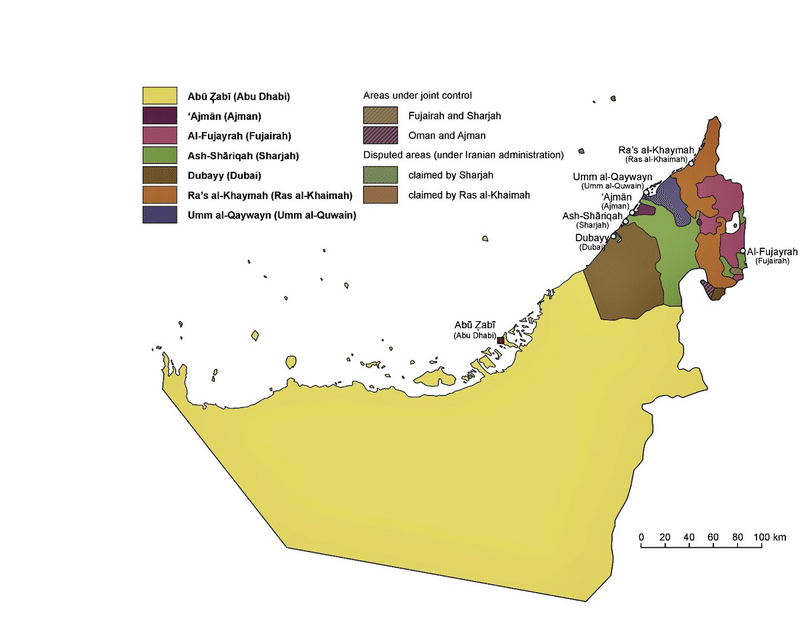 UAEの地図