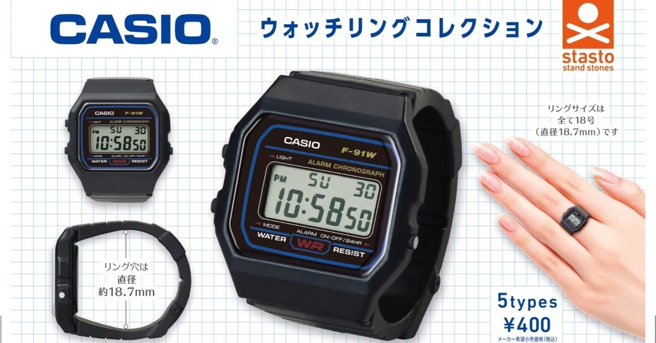 カシオ・リングウォッチ4点セット 完売続出のカプセルトイ！ ウォッチリングでも大人気!! 「CASIO