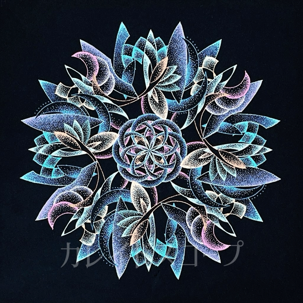 宙を奏でる点描曼荼羅画「ムーンブロッサム」20cm｜寺山瑞穂